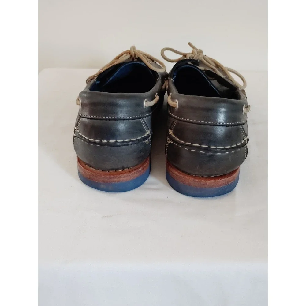 Allen Edmonds South Shore Men 9.5D Nautical Navy Blue Leather Boat Shoe Moc Toe